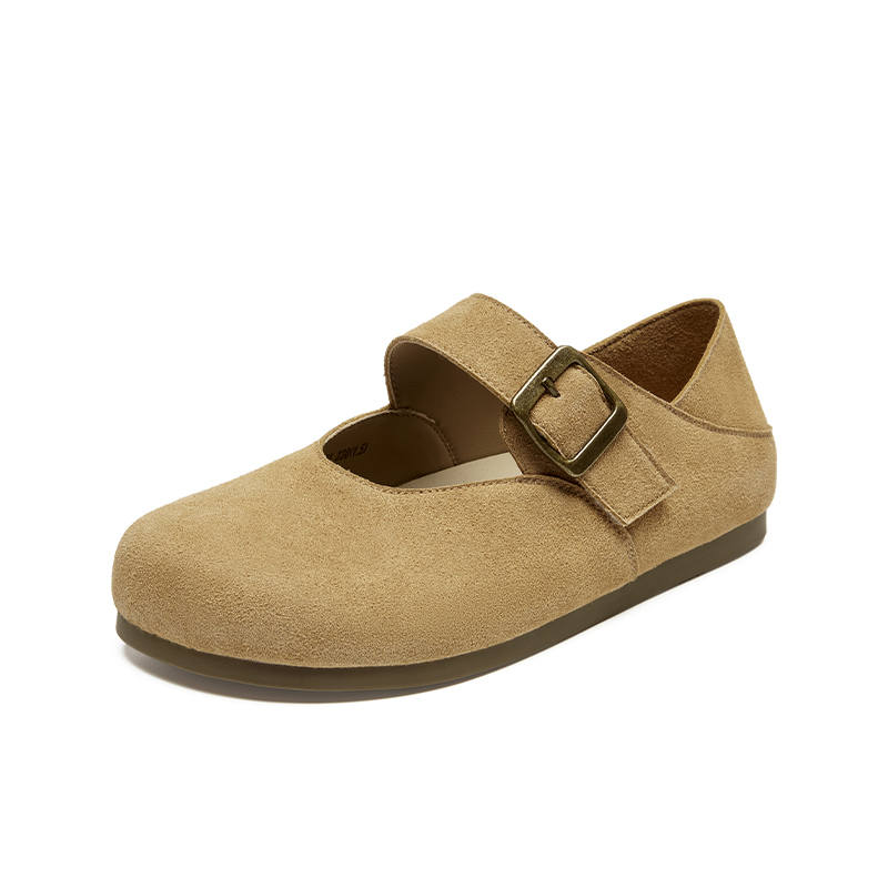 JOSINY Spring Versatile Niche Fashion Lightweight Birkenstock Style Shoes Flat Mary Jane Shoes Women's Camel