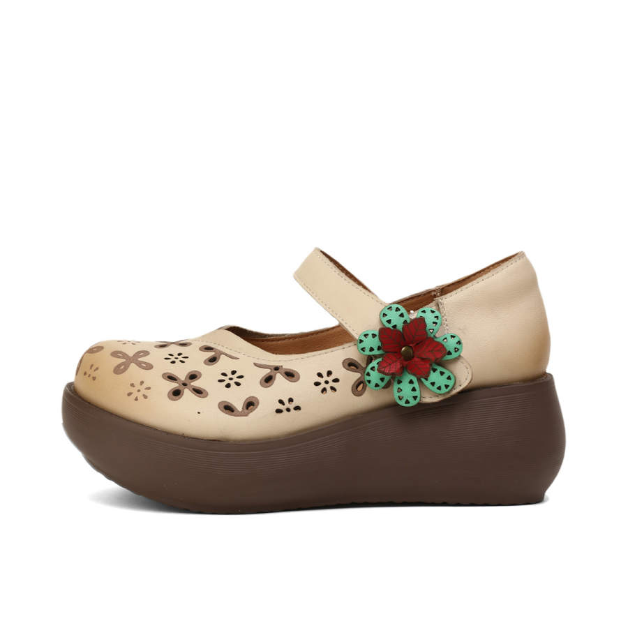 BOERDIQI Cow Leather Platform Mary Jane Shoes 6.5cm Women's