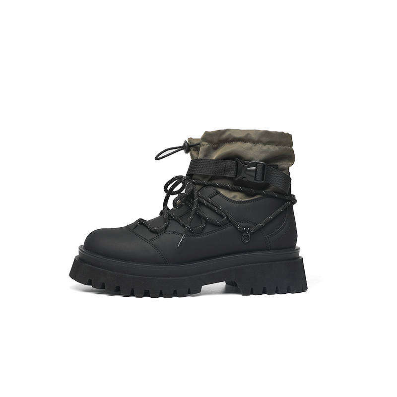 MINGYITU MINGYITU Cow Split Leather Crew Combat Boots Unisex
