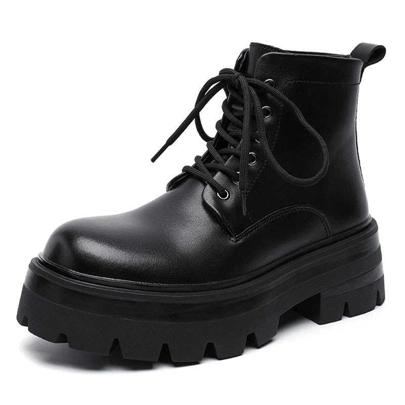 KAQIAODI Microfiber Leather Combat Boots Men's Black