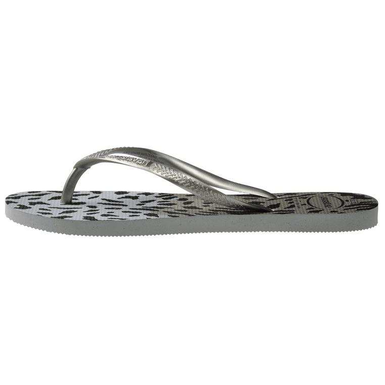 Havaianas Slim Animals Rubber Sole Abrasion Resistant Abrasion Resistant Flip Flops Women's Gray Black