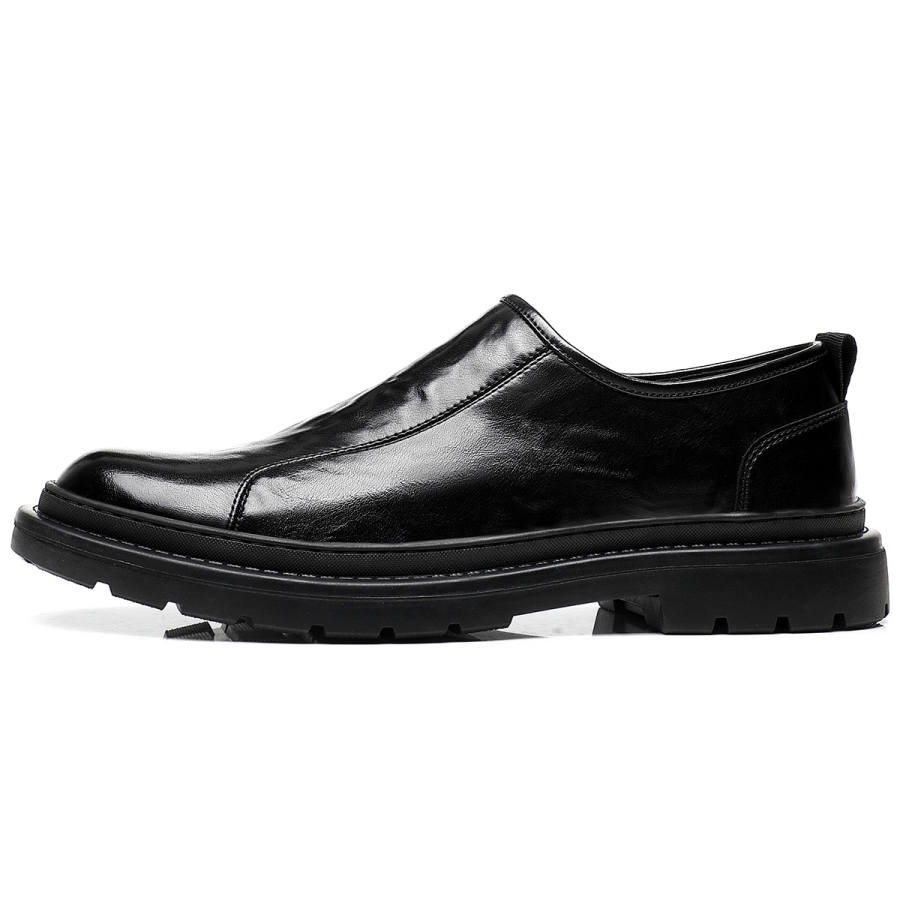 15 MINS Casual Leather Shoes Men's Low Top Black