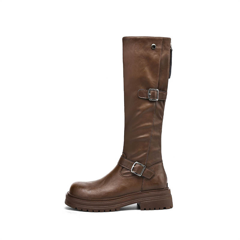 JOSINY Vintage, Western Denim, Knight Boots Knee high Boots Women's Brown
