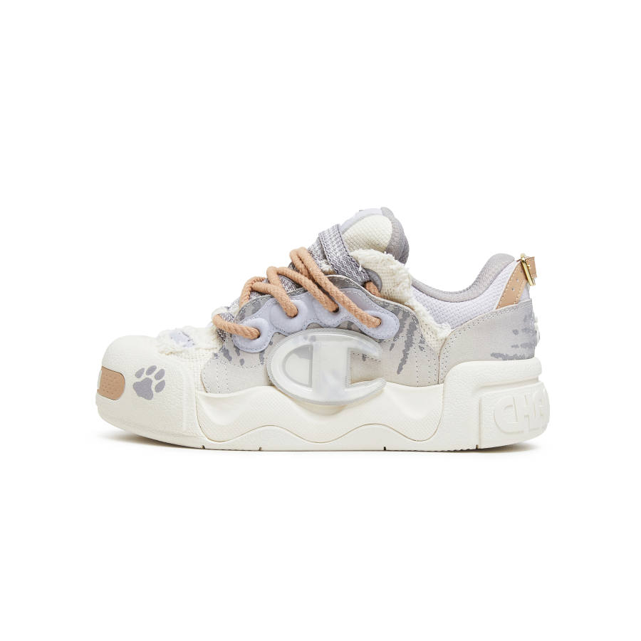 Champion Pompompururu Crampons Shoes Low top Skateboard Shoes Men's Textured Gray/Milk White