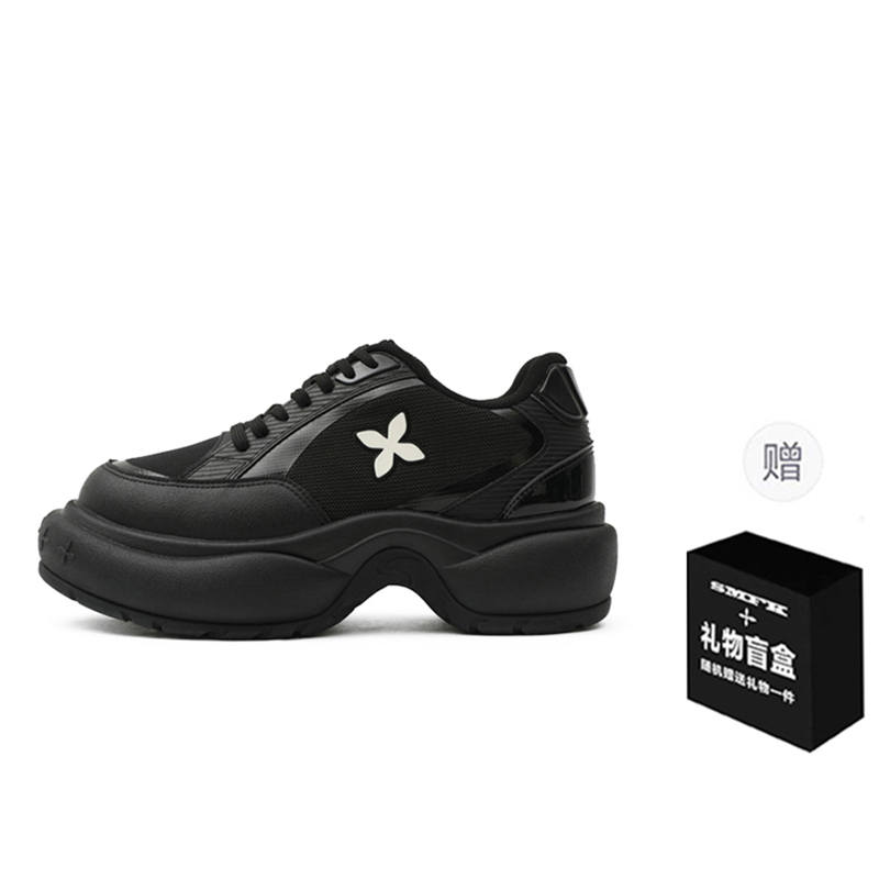 SMFK FUTURE RIPPLE Synthetic Leather Slip Resistant Slip Resistant Low top Running Shoes Unisex Wilderness Black