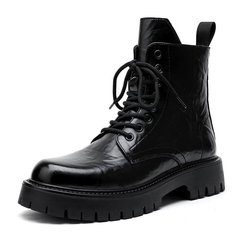 V ZERO FIVE V ZERO FIVE Microfiber Leather Combat Boots Men's Black Fashion Hong Kong Chic
