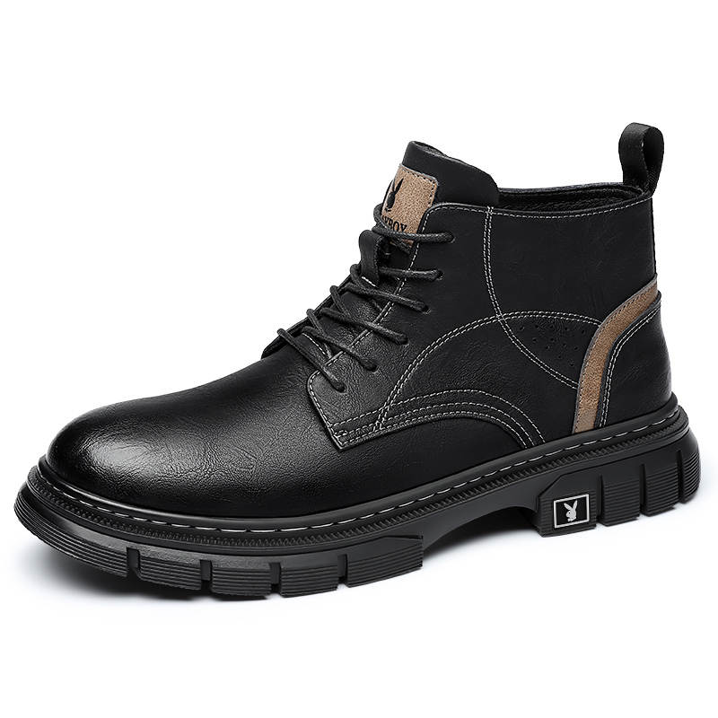 Playboy Playboy Cow Split Leather Combat Boots Men's