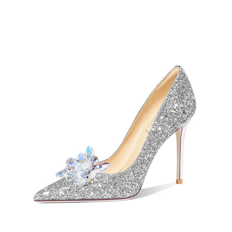 Holy Rose Emerald Iridescent French Crystal Shoes Commemoration High Heels 10cm Women's
