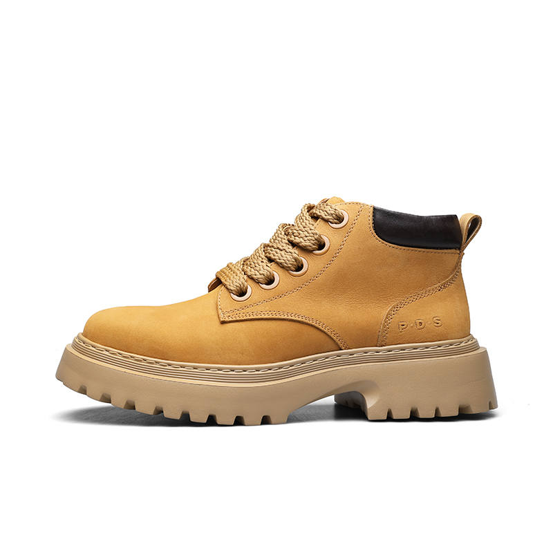 PARDASAUL Cow Leather Ankle Length Combat Boots Men's Yellow Brown