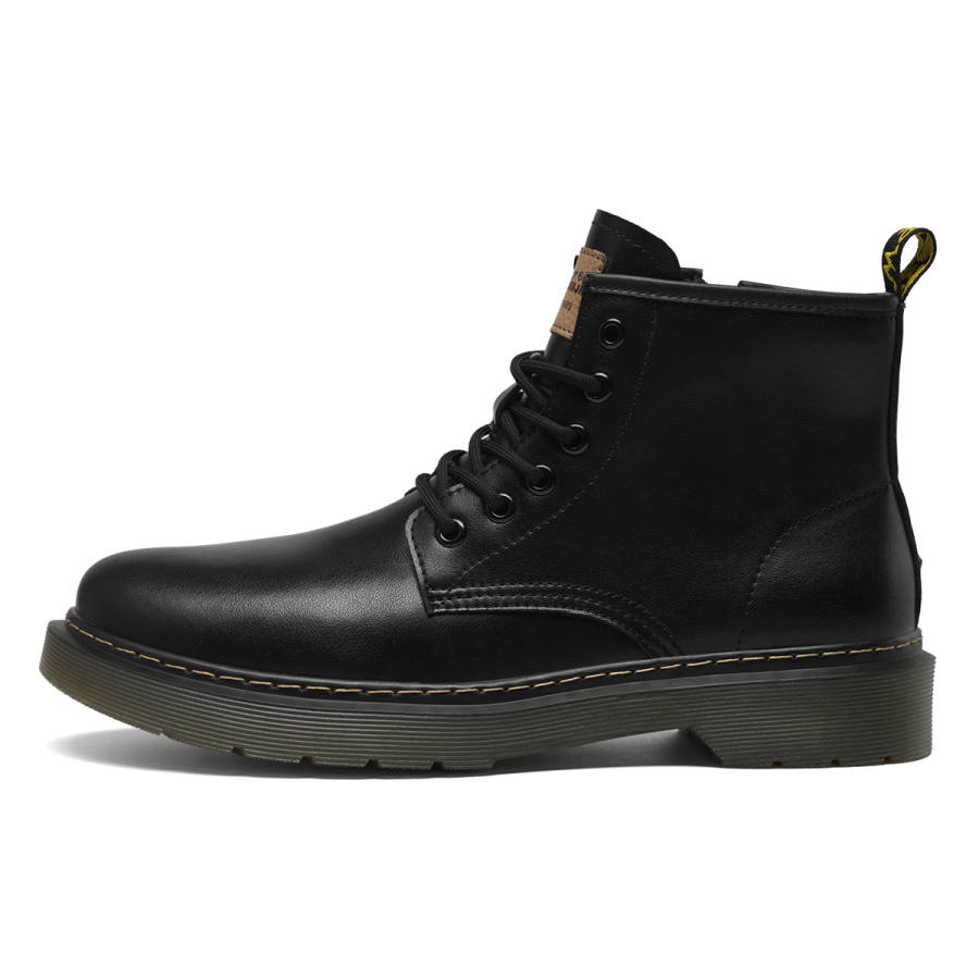 G.N.SHIJIA Synthetic Leather Short Combat Boots Men's Black