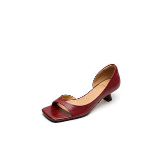JIUXINGDAO Top Grain Cow Leather One Strap Sandals Women's
