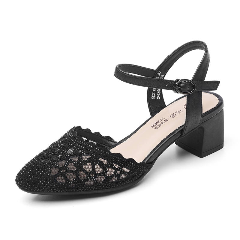 XINNUO Cow Leather Chunky Heel High Heels Women's