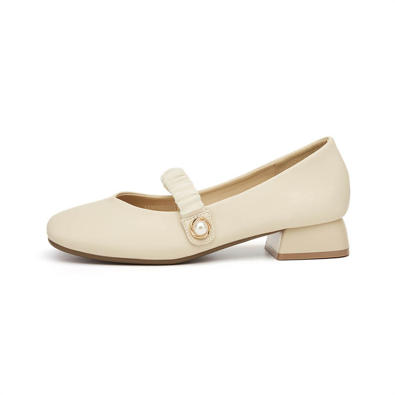 KEKAFU Cow Split Leather Block Heel Mary Jane Shoes 3cm Women's