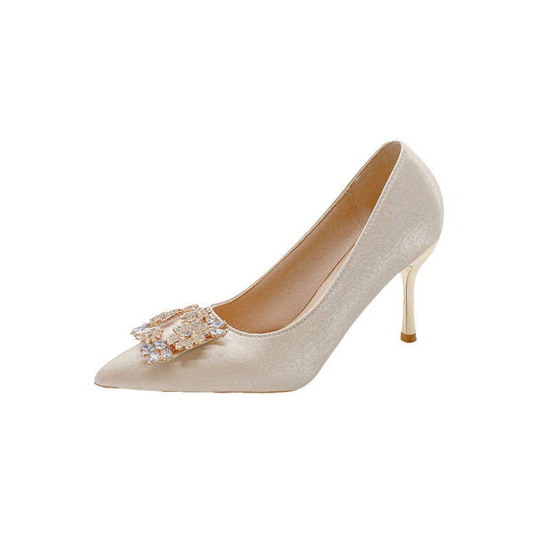 WOXXXN Fashion Trend WOXXXN Silk Slim Heel High Heels Women's Light Champagne