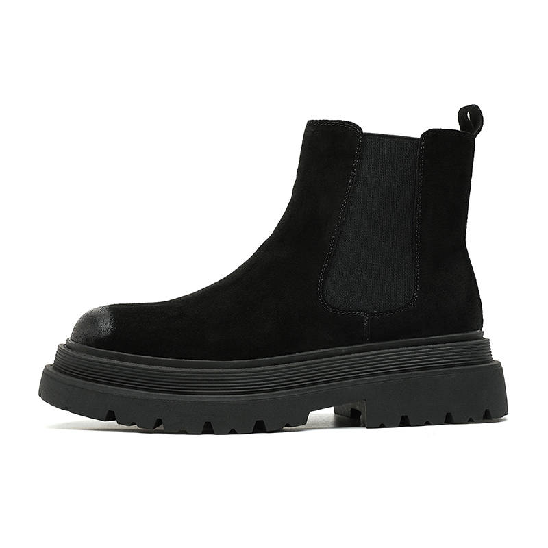 KAQIAODI Split Pig Leather Crew Chelsea Boots Men's