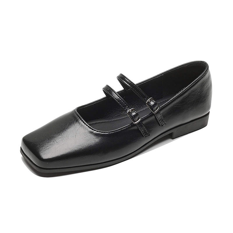 QITUMAUL Microfiber Leather Chunky Heel Mary Jane Shoes Women's