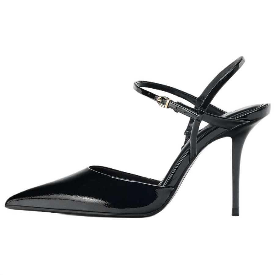 ZARA Pu Slim Heel High Heels 10cm Women's Black