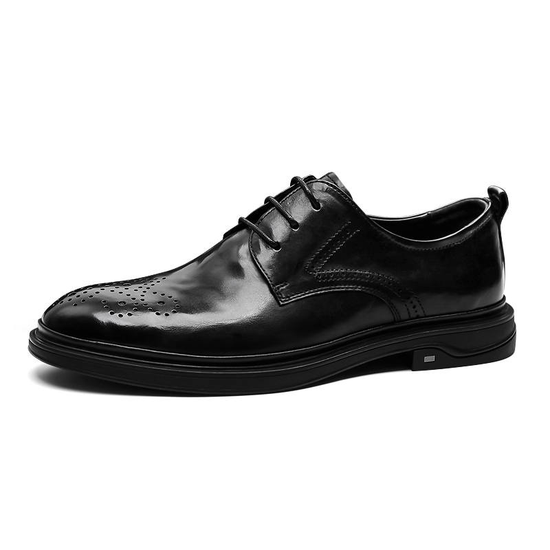 PALMPOLO Top Grain Cow Leather Dress Shoes Men's Black