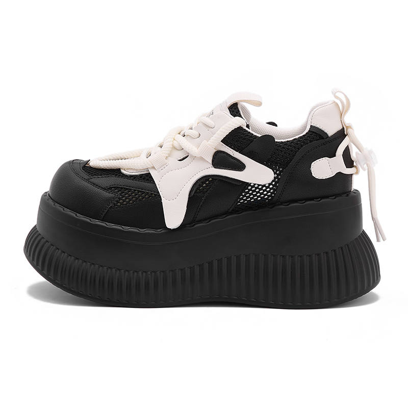 MILANLIANGE Chunky Sneakers Women's Low Top White