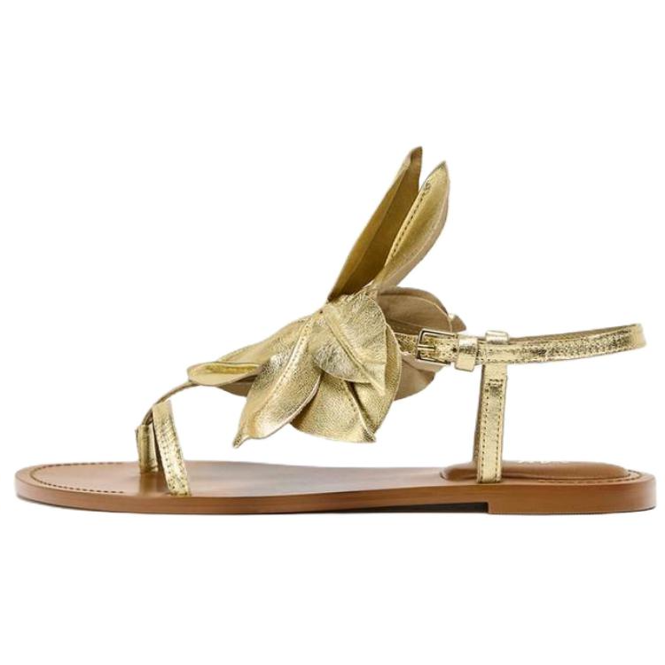 ZARA One Strap Sandals 1CM Women's Gold