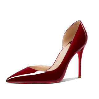 YING YING Patent Leather Slim Heel High Heels Women's Burgundy