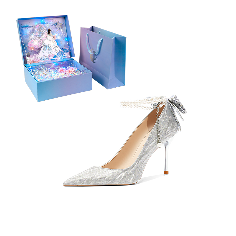 WUGUNIANG Starry Sky Tale High Heels Women's Starlight Silver