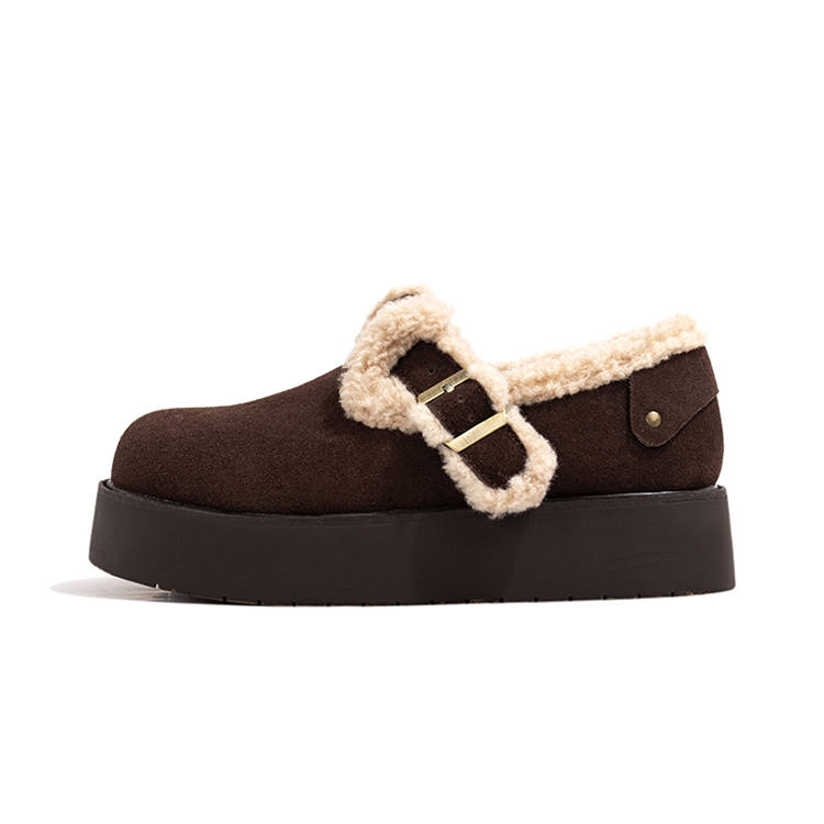LAOMIAO Cow Suede Casual Shoes 4cm Women's Chestnut