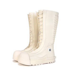FREE WORLD ORDER Microfiber Leather Knee high Boots Unisex Ivory White