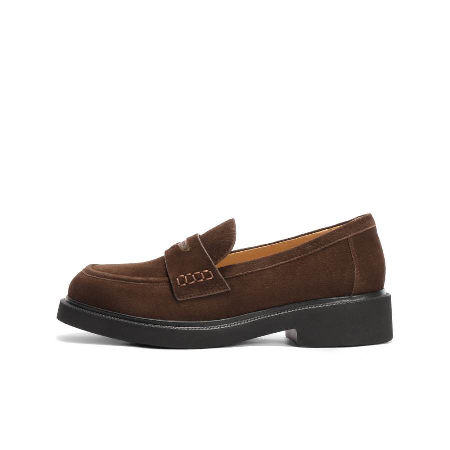 BELLE Gull Sheepskin Loafers 3.5cm Women's Coffee