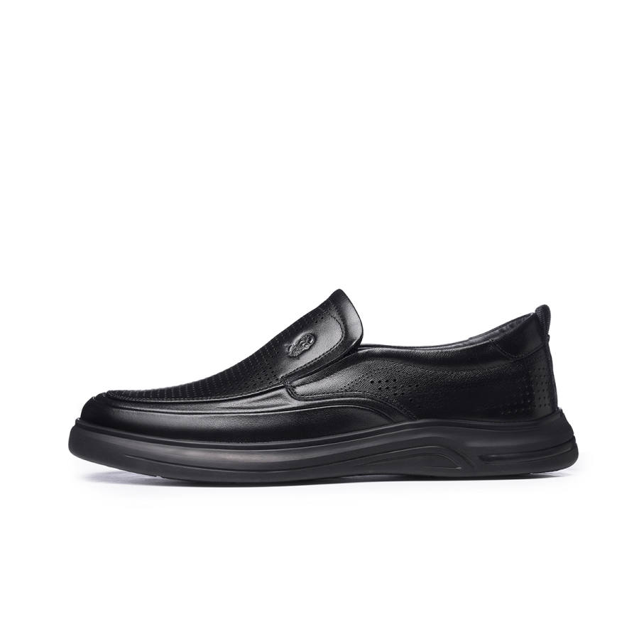 LAORENTOU Top Grain Cow Leather Casual Shoes Men's Black