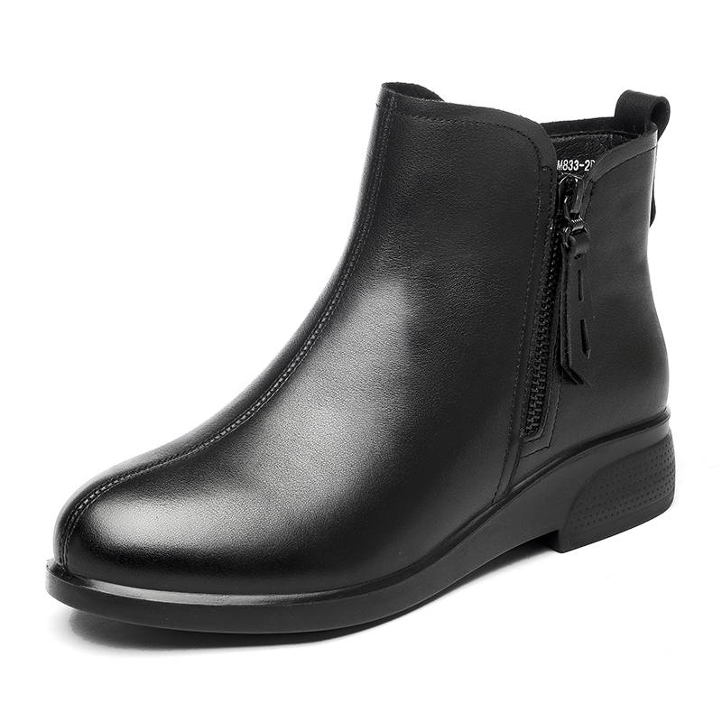 XINNUO Cow Leather Fashionable, Versatile, And Comfortable Fleece Lined Clothing For Middle Aged And Elderly Mothers