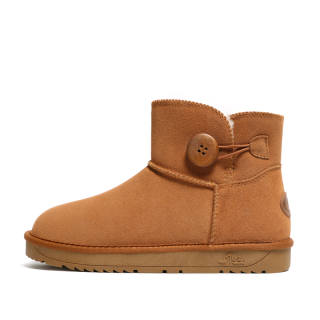 GIGIRYO Cow Suede Thermal Slip Resistant Fleece Lined Versatile Abrasion Resistant Short Snow Boots Women's