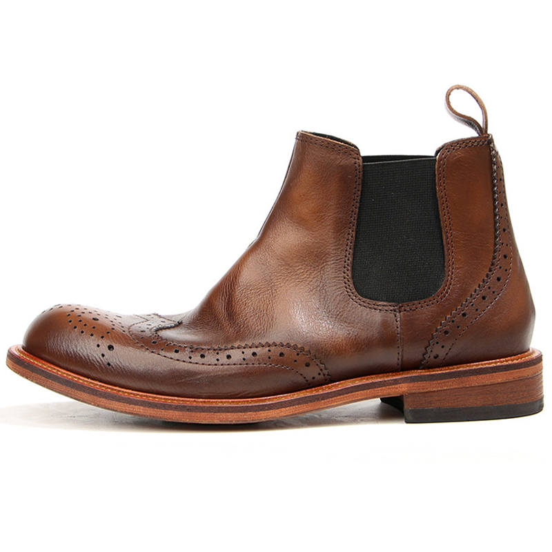DIENGRLEY Top Grain Cow Leather Short Chelsea Boots Men's