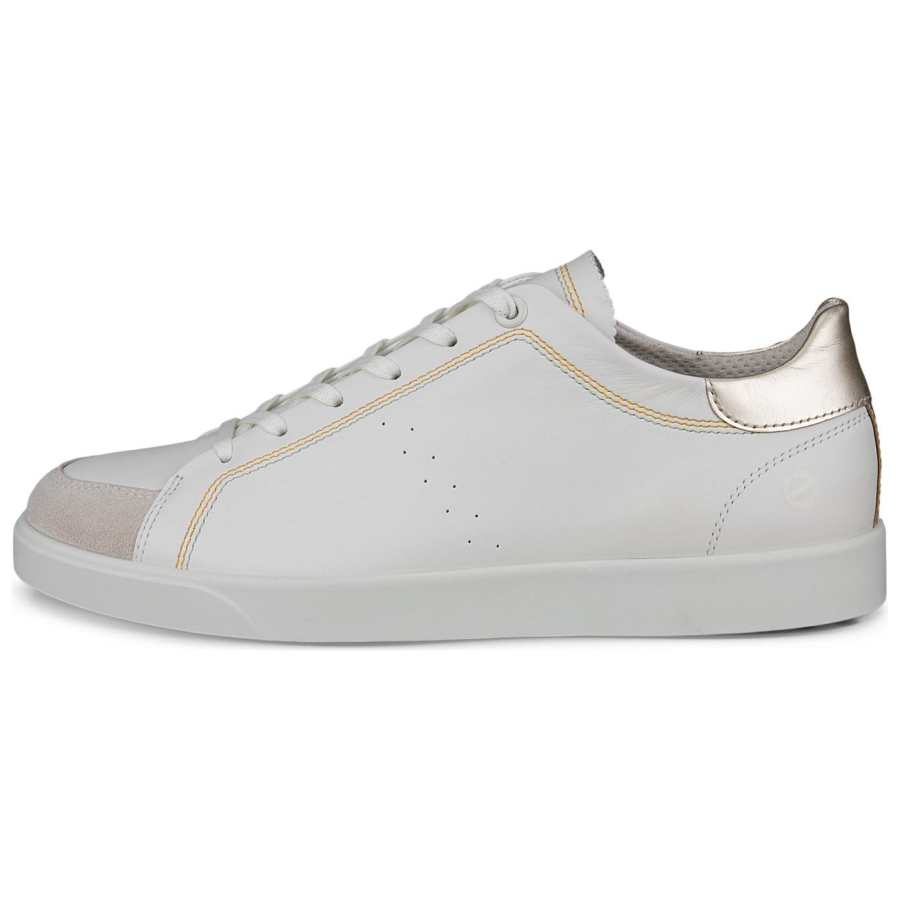 Ecco Street Lite Leather Slip Resistant Abrasion Resistant Low top Skateboard Shoes Women's White Gold
