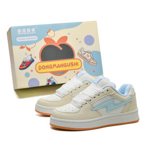 DONGMANGUSHI Thermal, Slip Resistant, And Abrasion Resistant Coverage Low top Skateboard Shoes Unisex Cream Blue
