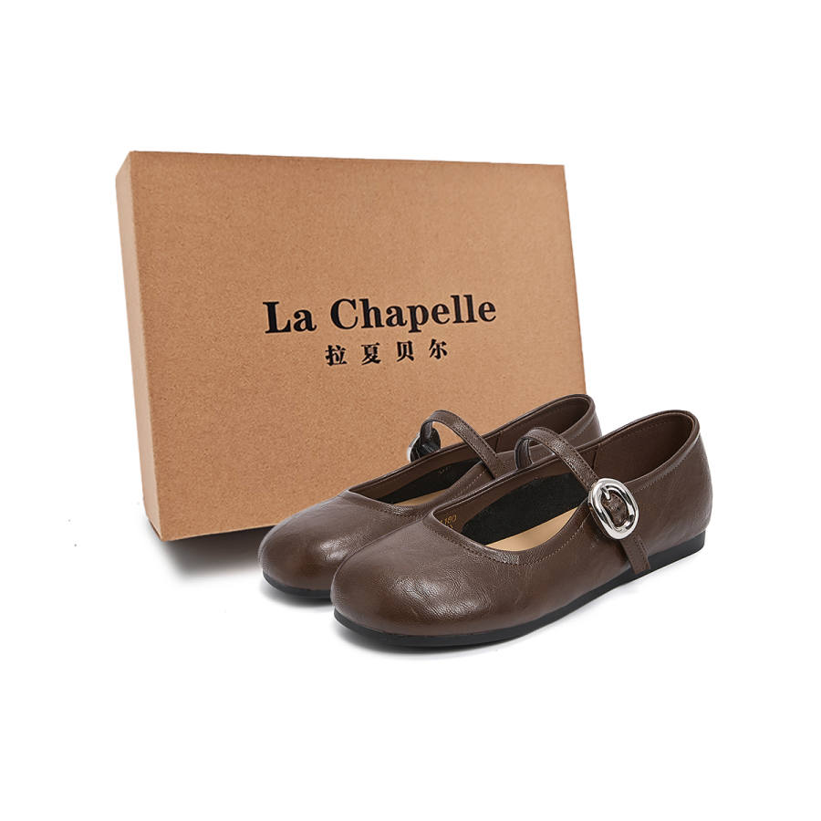 La Chapelle Vintage Classic British Style, Minimalist Fashion Elegance Small Leather Shoes Pu Flat Mary Jane Shoes