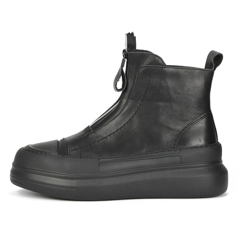 TAIDIAN Cow Leather Ankle Boots Men's Black