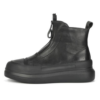 TAIDIAN Cow Leather Ankle Boots Men's Black