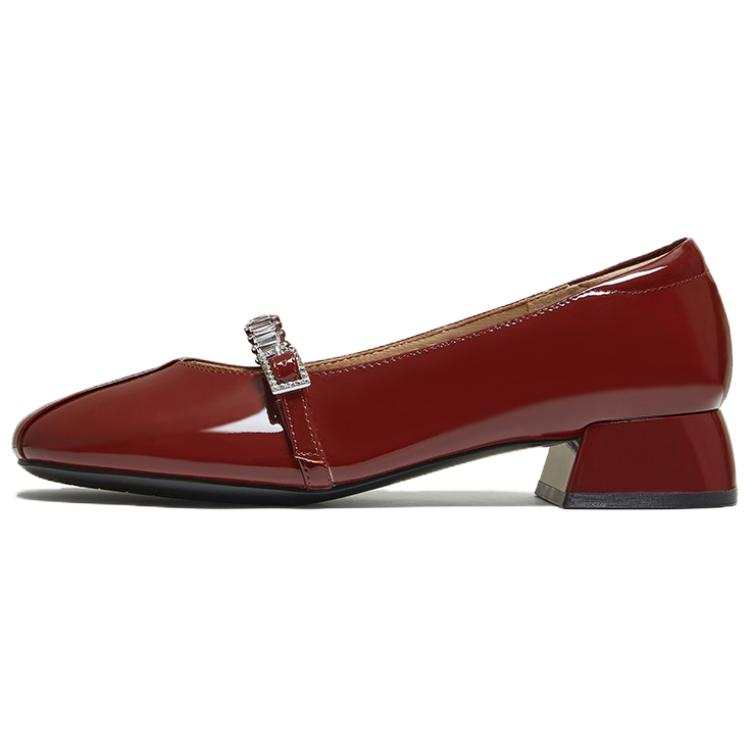 BASTO Cow Leather Chunky Heel Mary Jane Shoes Women's