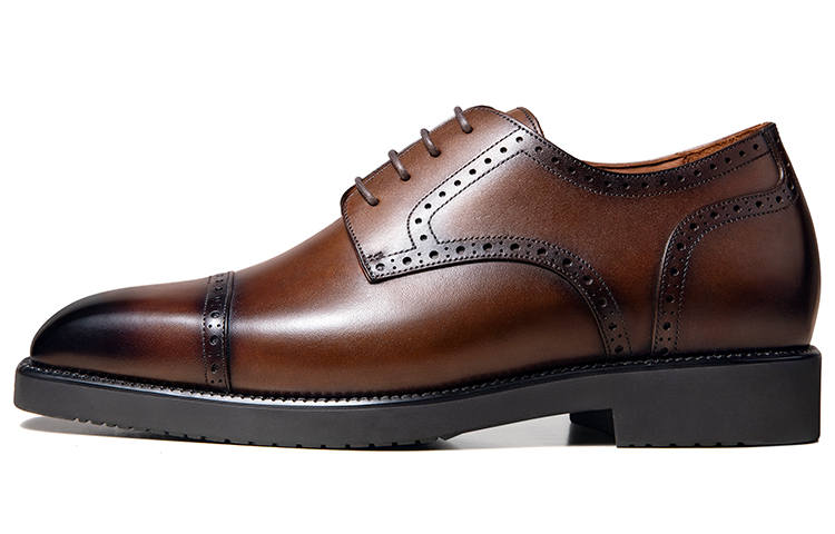 Zuti Brogue Derby Shoes In Calfskin Dress Shoes Men's Dark Brown Polished