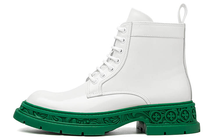 TUATARA TUATARA Combat Boots Unisex White With Green Base