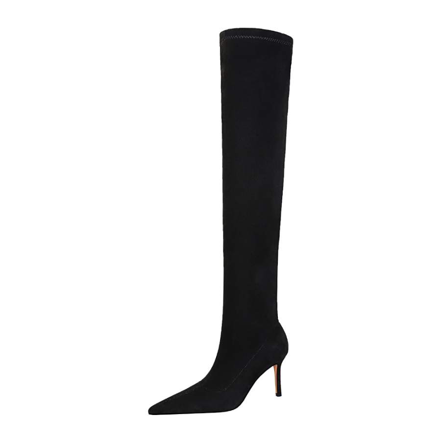 QITUMAUL Suede Over the knee Boots 8.5cm Women's Black