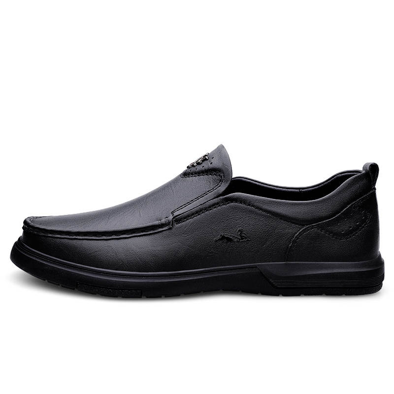 YINGLUNQISHI Top Grain Cow Leather Casual Shoes Men's Black
