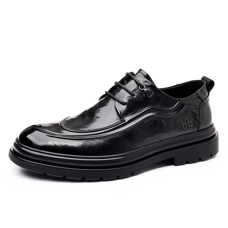 PEHL Casual Leather Shoes Men's Low Top Black/Brown