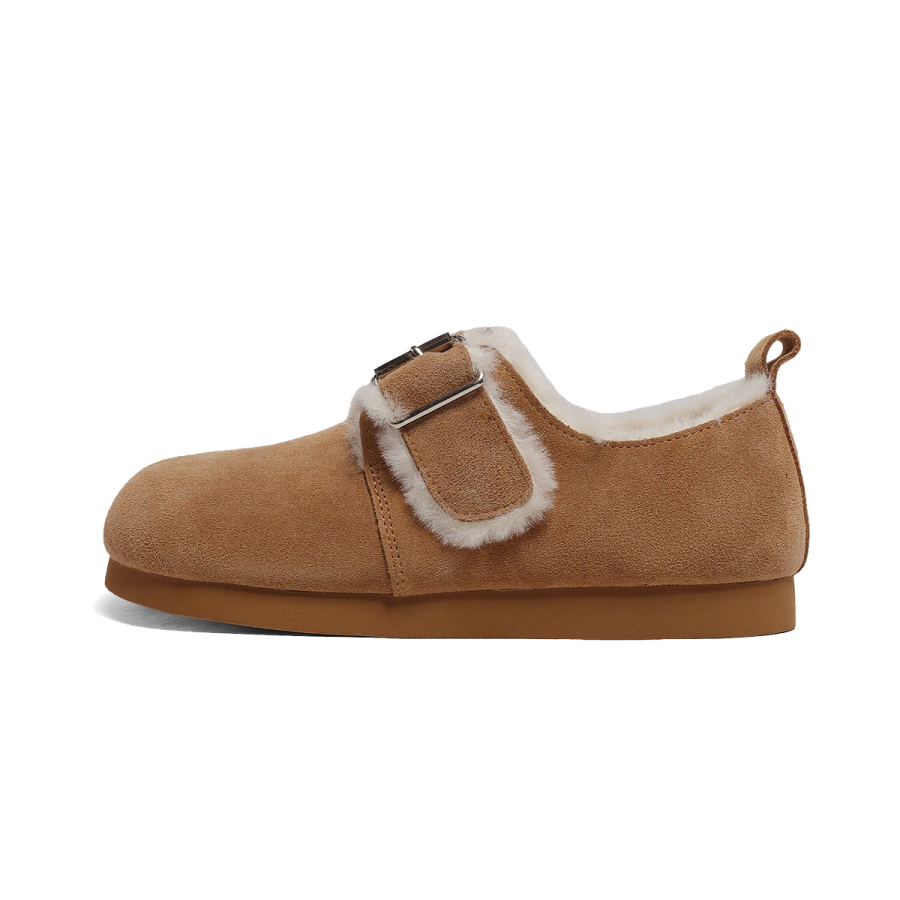 BOJUEMAO Cow Suede Thickened And Fleece Lined Birkenstock Style Shoes Casual Shoes Women's