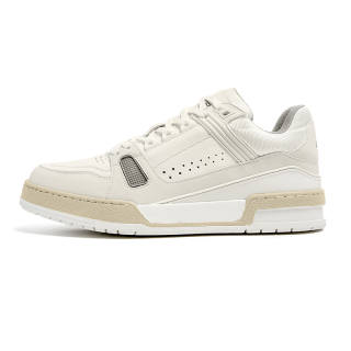 MINGYITU Cow Leather Low top Skateboard Shoes Men's White