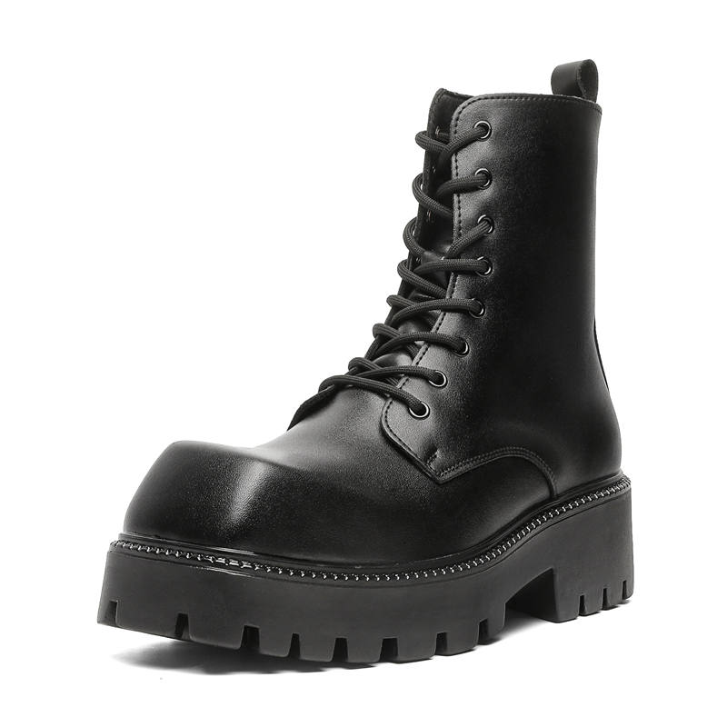 V05 V05 Microfiber Leather Crew Combat Boots Men's Black