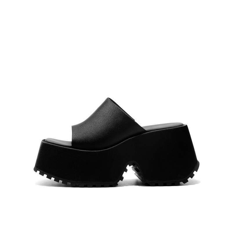 JOOC PU Polyurethane Abrasion Resistant Abrasion Resistant Slide Slippers Women's Classic Black