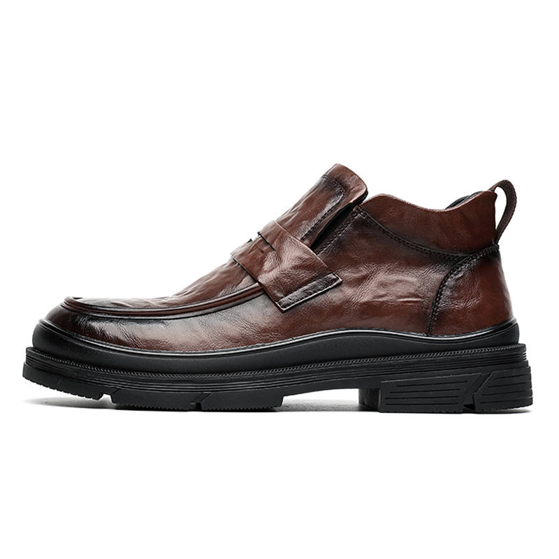 SHUPATE Casual Leather Shoes Men's Mid Top Brown/Black