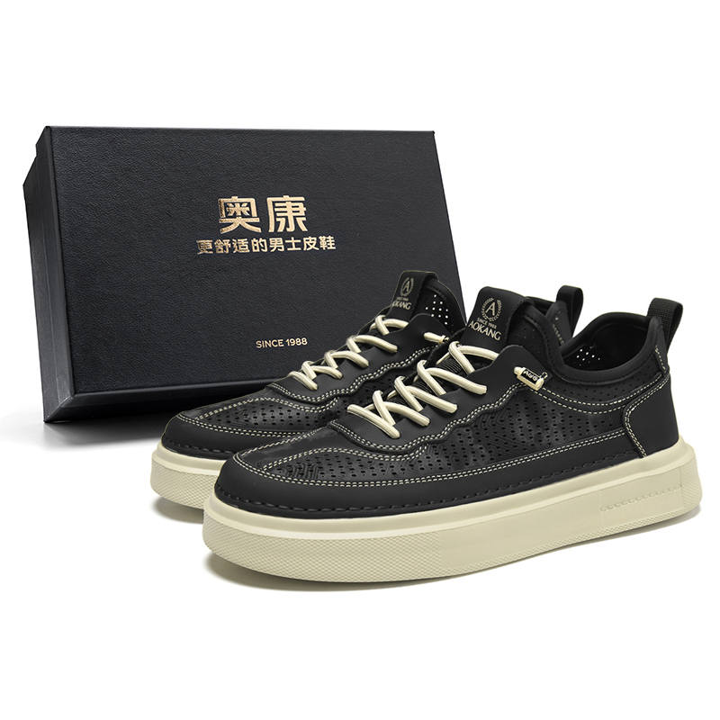 AOKANG Cow Split Leather Cushioning Abrasion Resistant Slip Resistant Low top Casual Shoes Men's